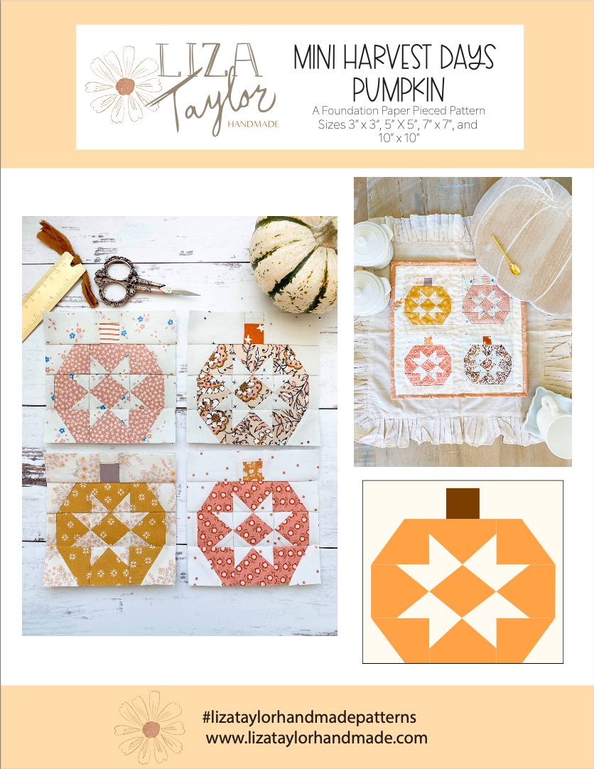 Mini Harvest Days Pumpkin FPP Pattern - PDF Download – Lizataylorhandmade
