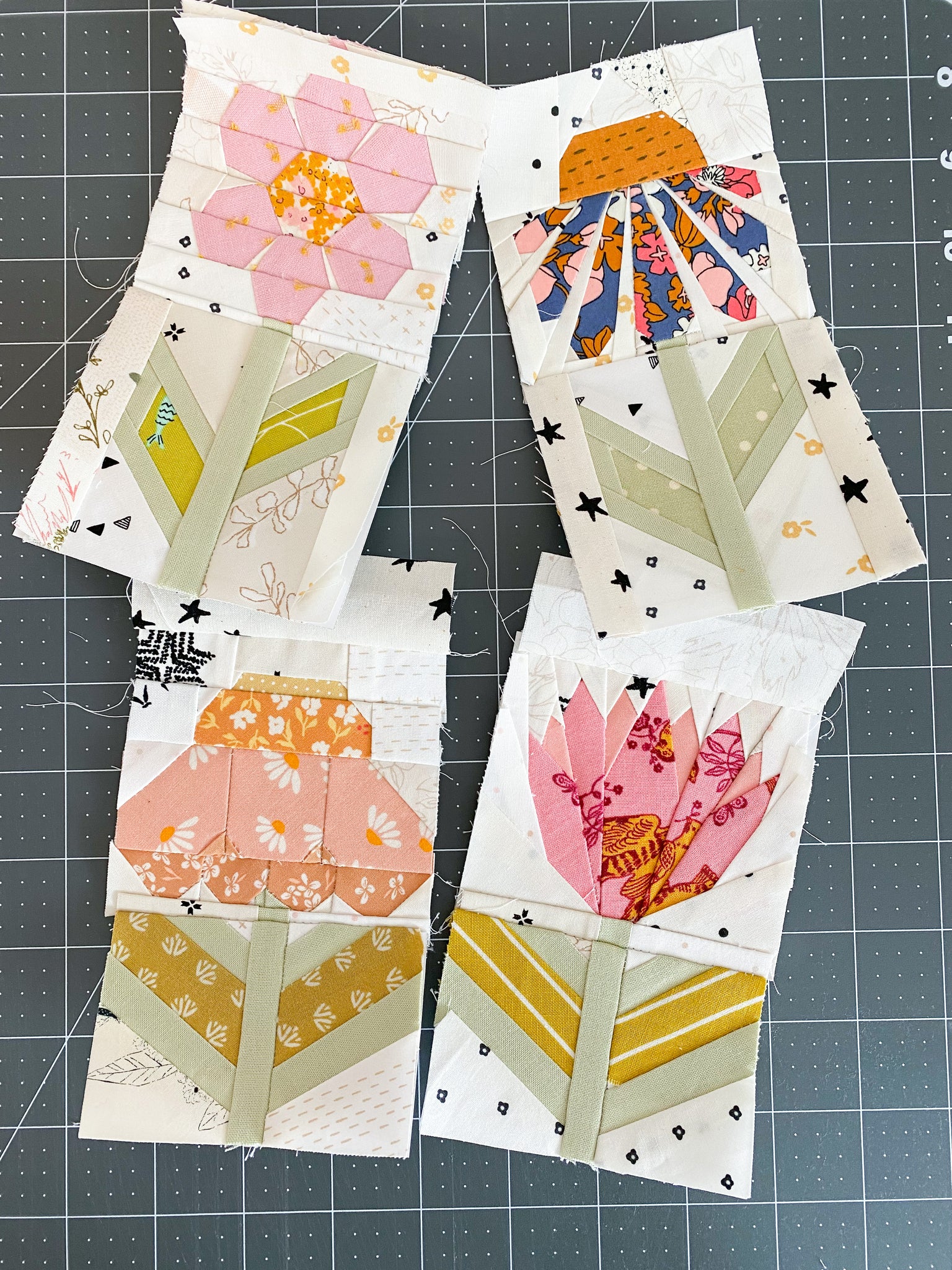 Paper Pieced Flower Blocks
