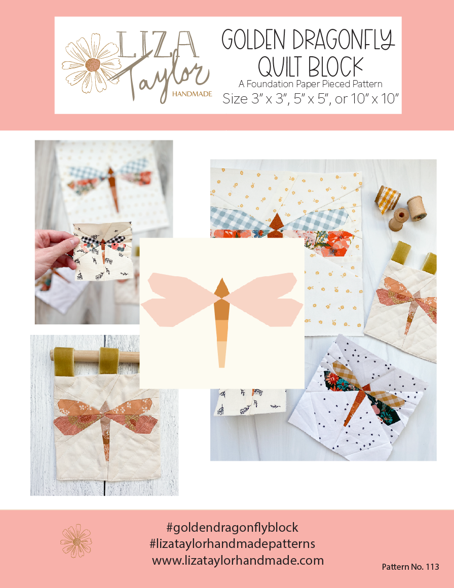 Golden Dragonfly FPP Pattern - PDF Download – Lizataylorhandmade